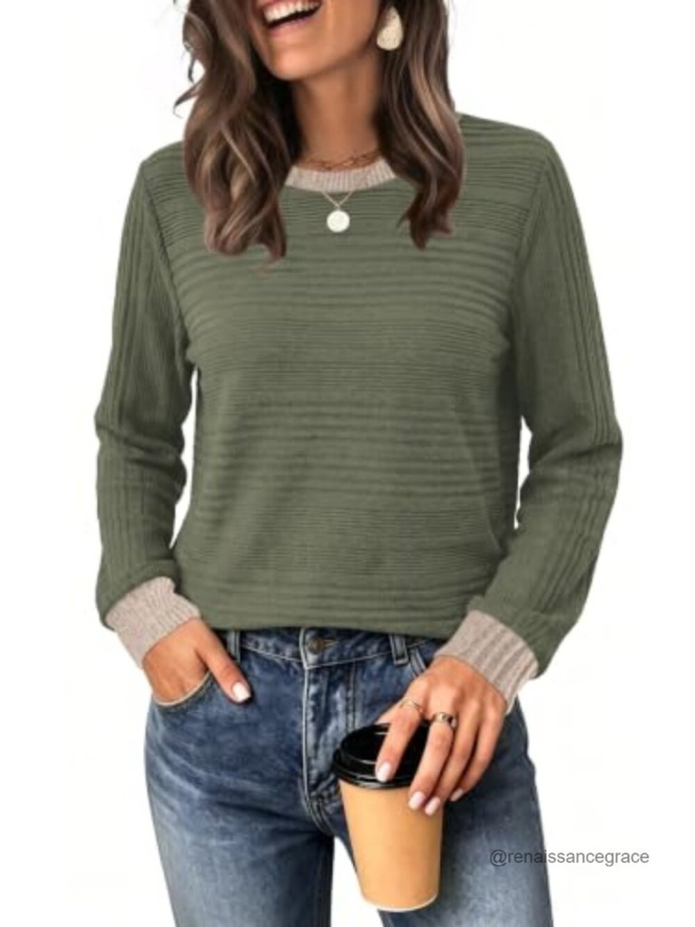 Womens Long Sleeve Tunic Top Lightweight Crewneck Fall Winter Shirt